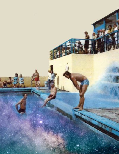 collage surealista piscina
